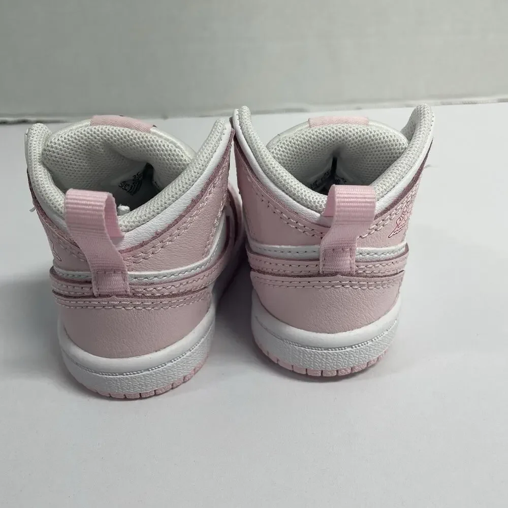 Air Jordan 1 Mid TD Pink Foam Fire Red DQ8425 608 Size 3 C Toddler Baby Crib